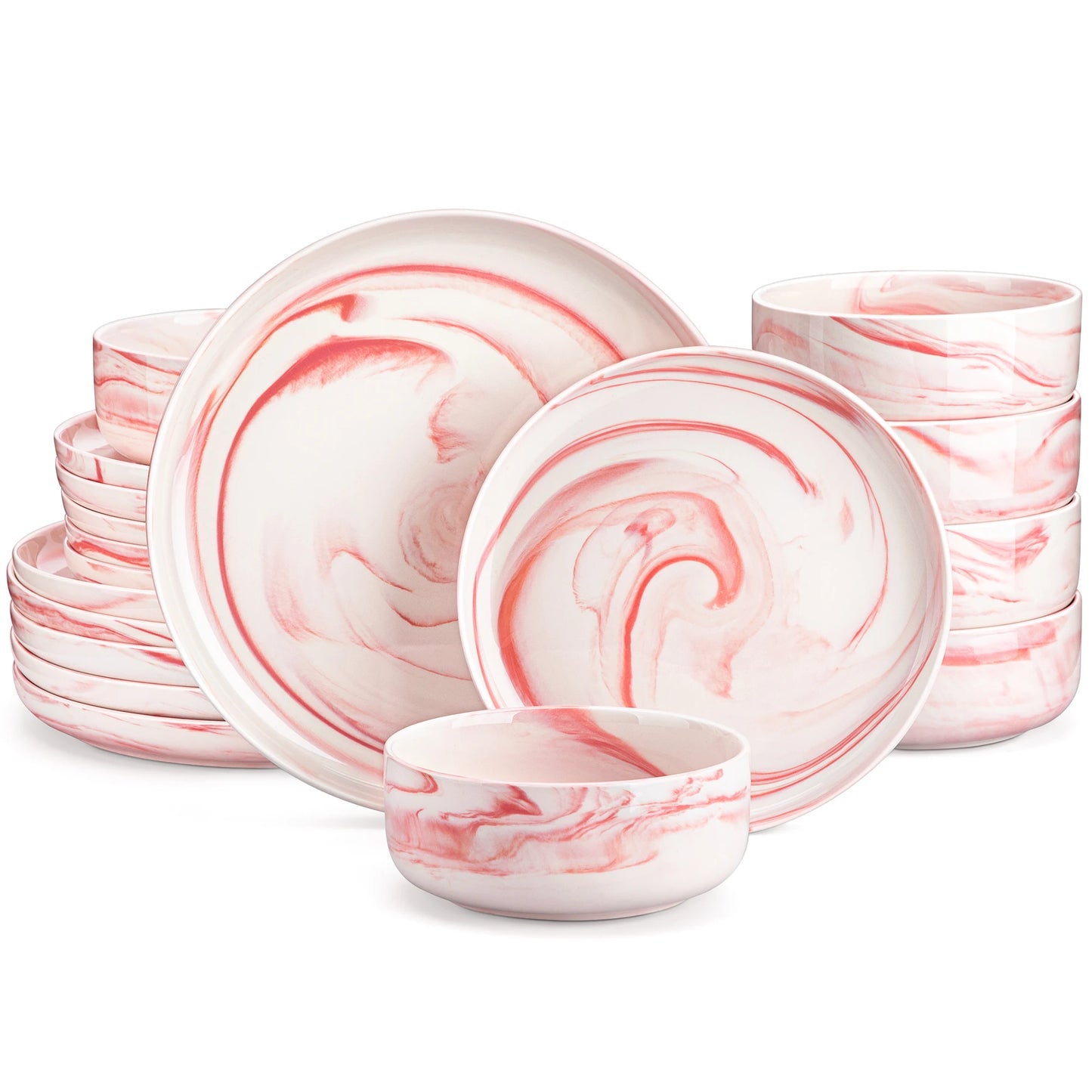MALACASA Luna Ceramic Dinnerware Set Service For 6