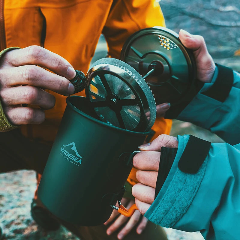 Widesea Aluminum Camping Coffee Pot French Press Outdoor Mug