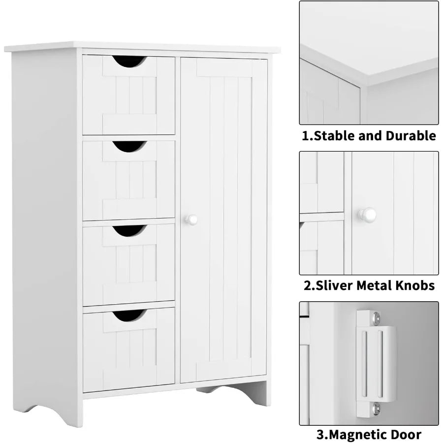 XIUWO Bathroom Storage Cabinet With Adjustable Shelves