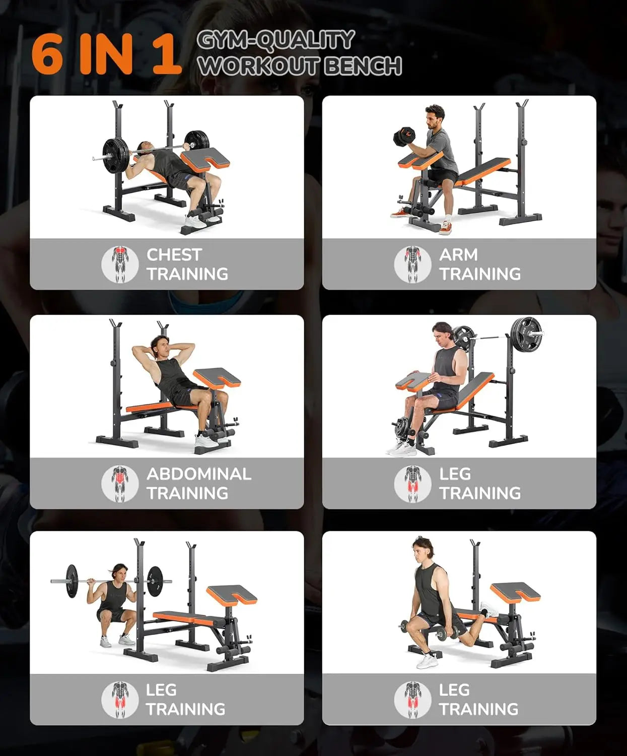 6 in 1 Weightlifting WorkoutBench Set With Leg Press Rack