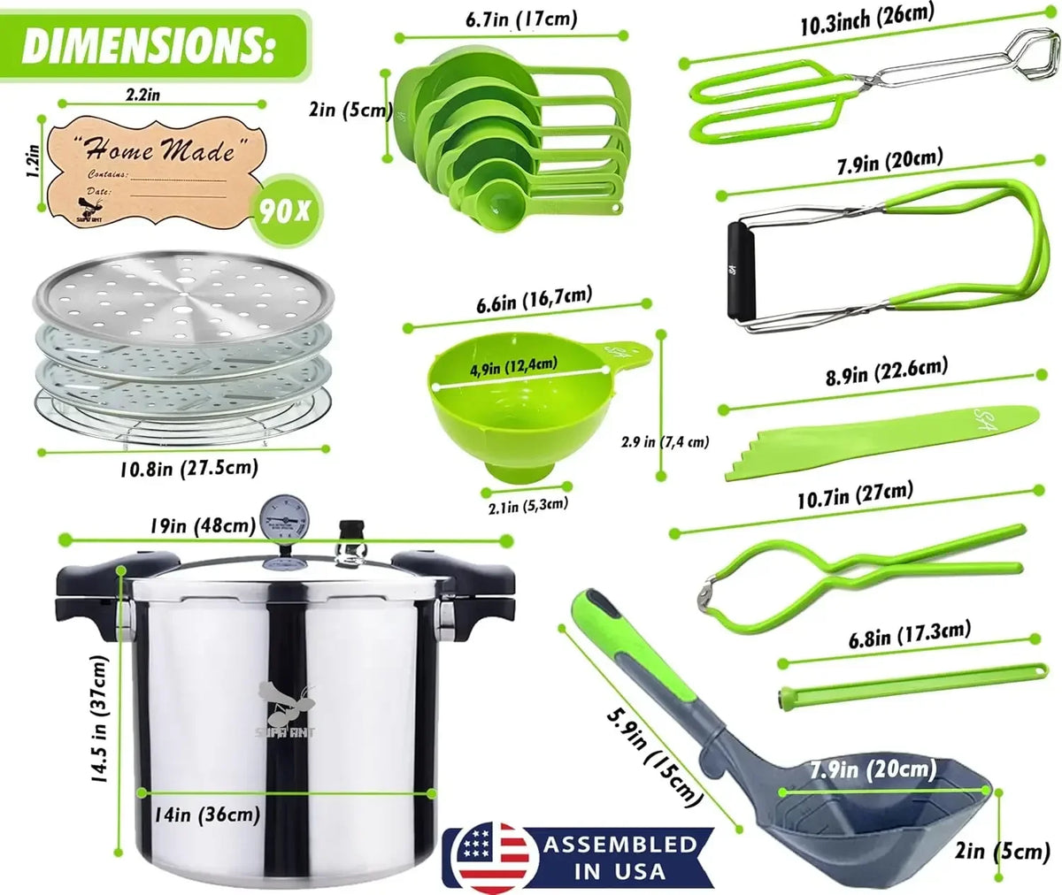 Pressure Canner and Water Bath Canning Starter Kit with Gauge and Accessories