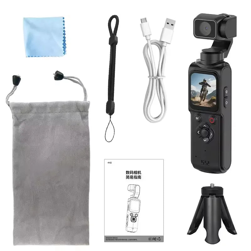 4K Pocket Gimbal Camera Handheld Stabilized Camcorder 75MP Auto Tracking