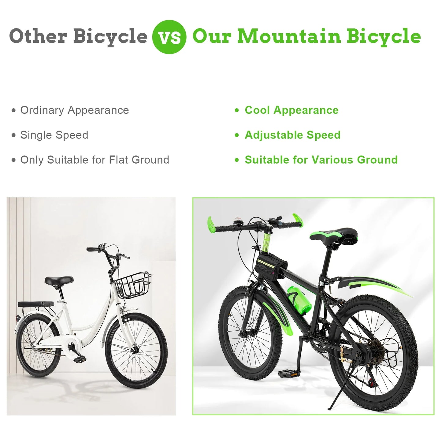 7 Speed Mountain Bike For Kids Unisex All Terrain Bike