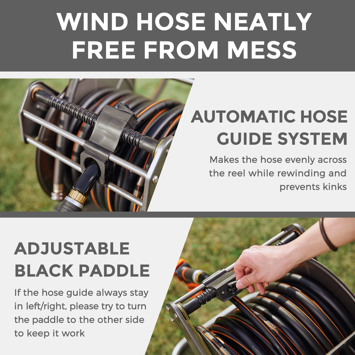 Giraffe Tools Heavy Duty Metal Garden Hose Reel Cart