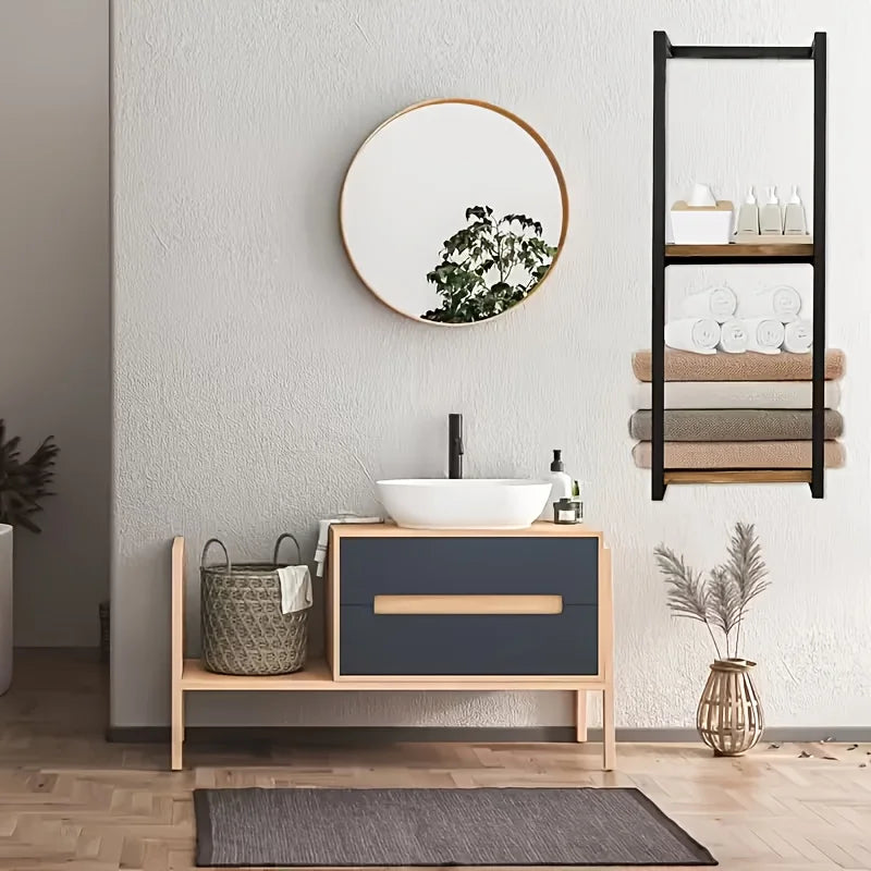 2-Layer Carbon Steel Wall Mounted Towel Rack French Country Style