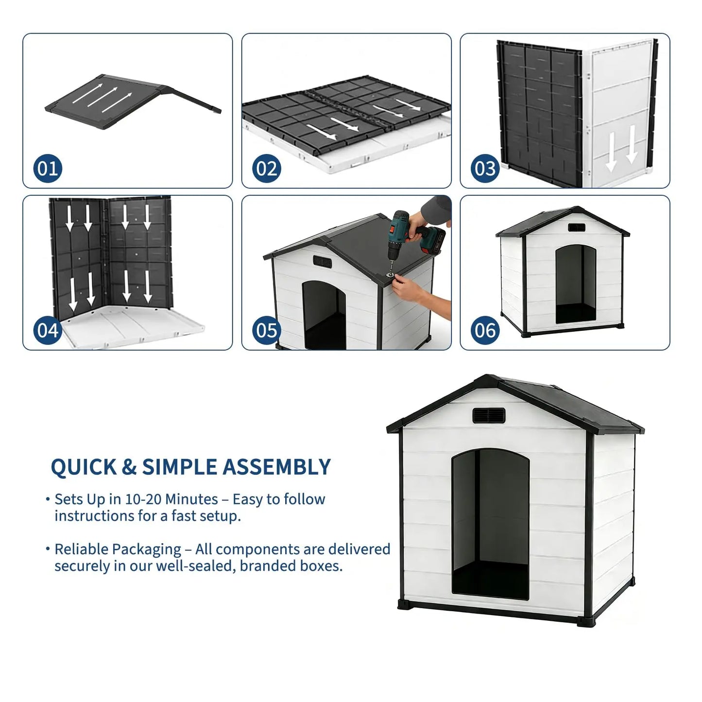 Outdoor Waterproof Insulated Dog Kennel With Elevated Floor