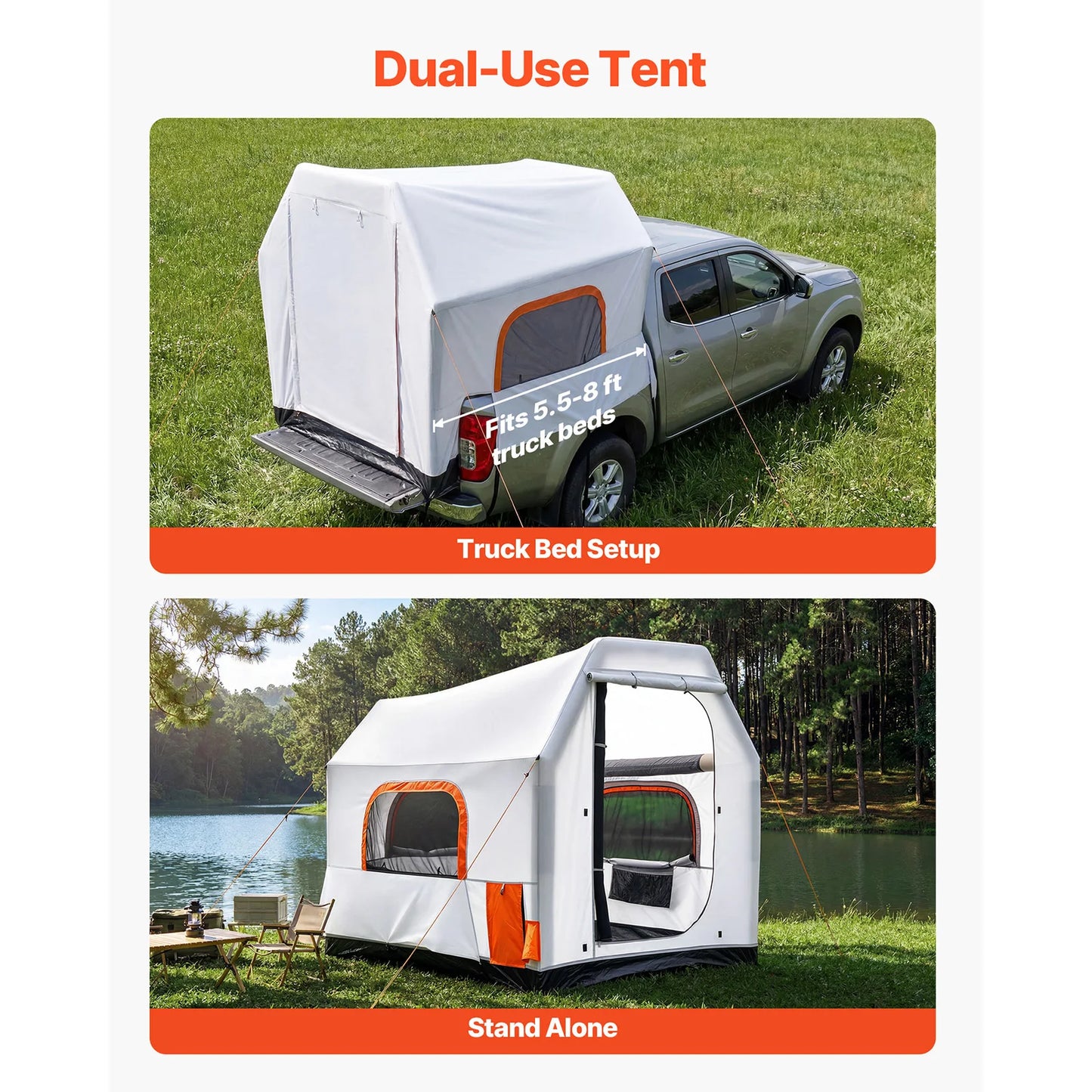 SucceBuy Inflatable Truck Bed Tent With Breathable Mesh Windows