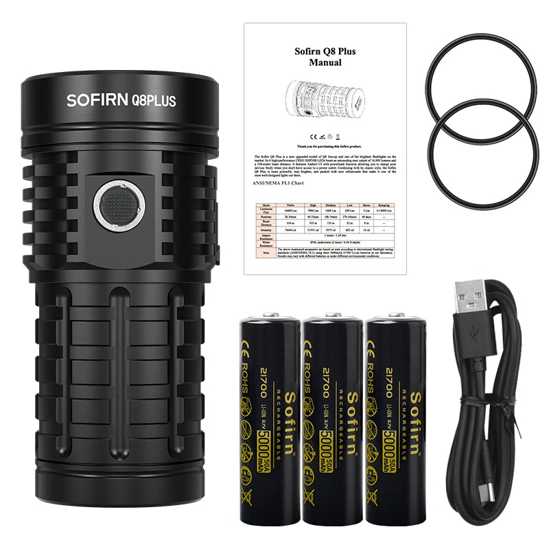 Sofirn Q8 Plus XHP50B LED Flashlight 16000lm Rechargeable Torch