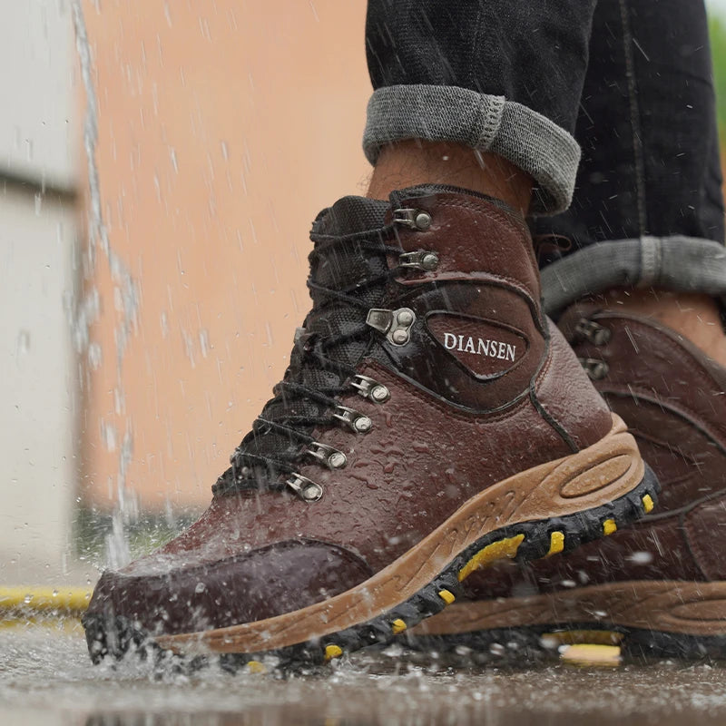 VEIGAR Waterproof Leather Safety Work Boots Anti Puncture Industrial Men