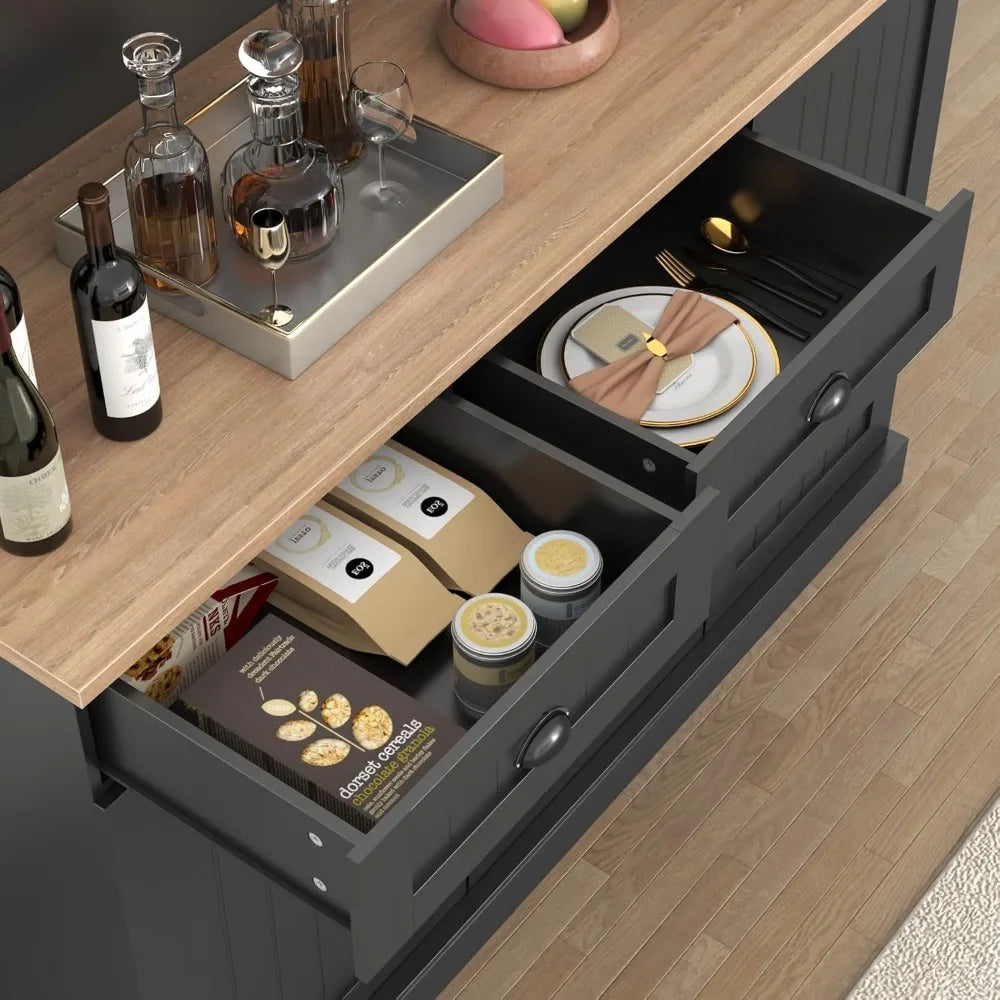 Sideboard Buffet Cabinet With Drawers Adjustable Shelves Farmhouse Kitchen Pantry
