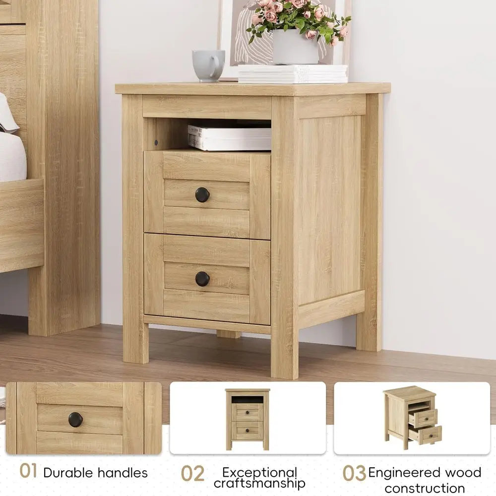 YTYIN Farmhouse Bedroom Set With Platform Bed Nightstand And Dresser