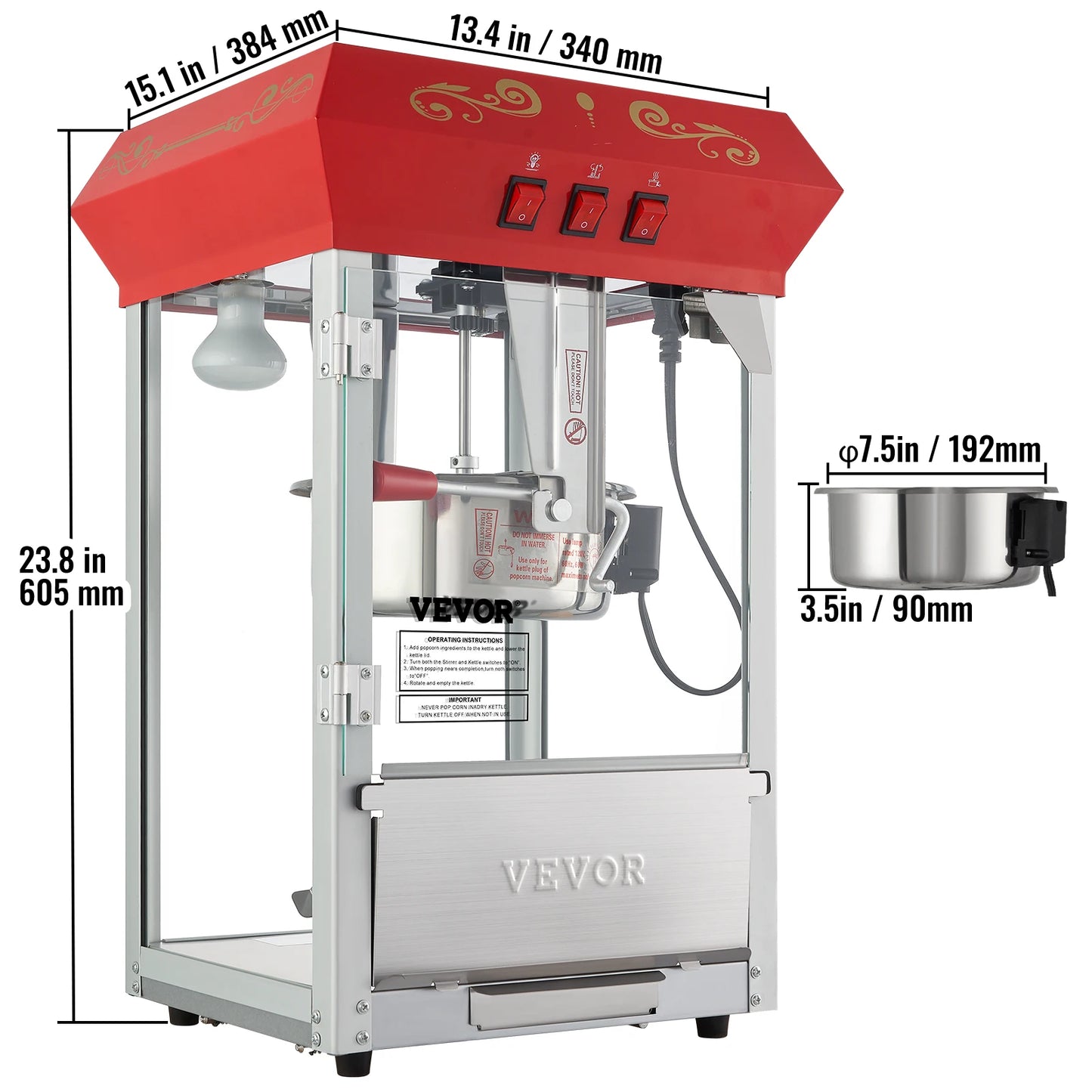 SucceBuy Electric Popcorn Maker Commercial Popper Machine Stainless Steel