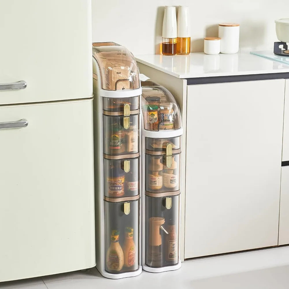 Slim 4-Tier Bathroom Floor Cabinet, Waterproof Narrow Organizer With Drawers