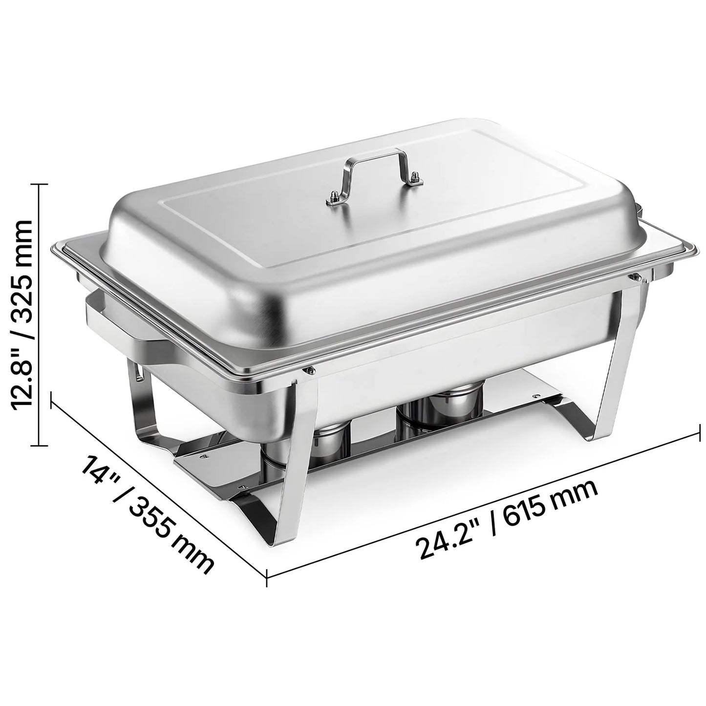 SucceBuy Rectangular Stainless Steel Chafing Dish Set For Banquets