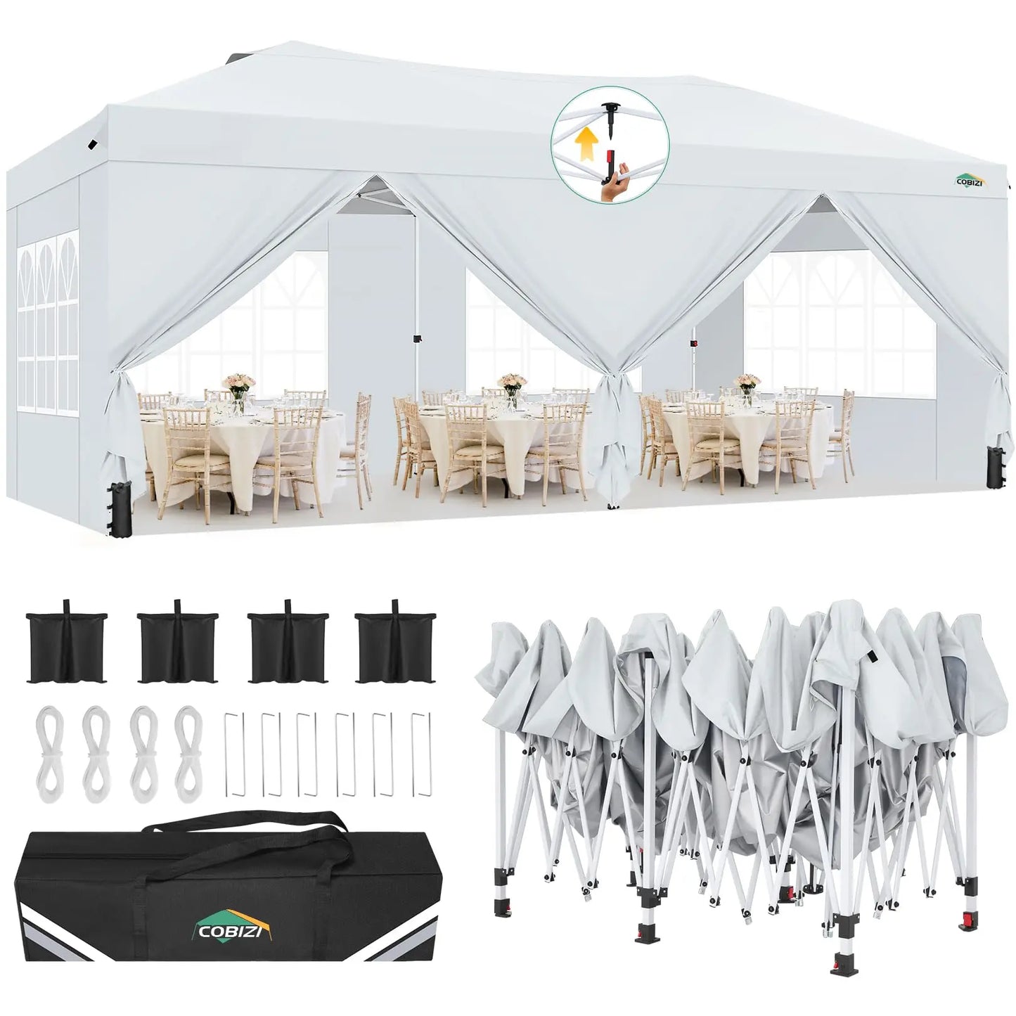Waterproof Gazebo Tent Pop Up Canopy With Six Sidewalls
