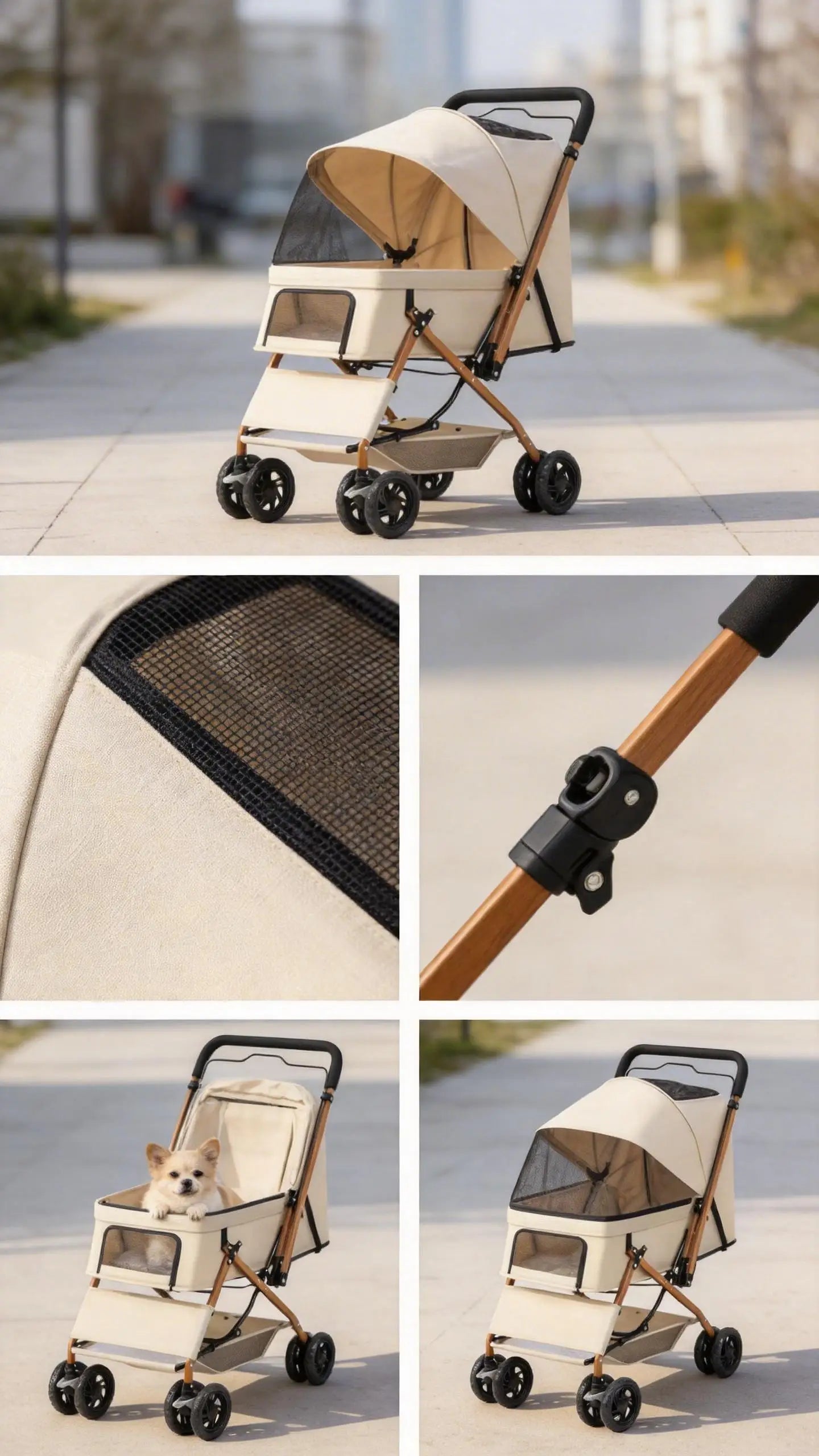 Premium Pet Stroller Spacious Four Wheel Cart For Dogs Cats