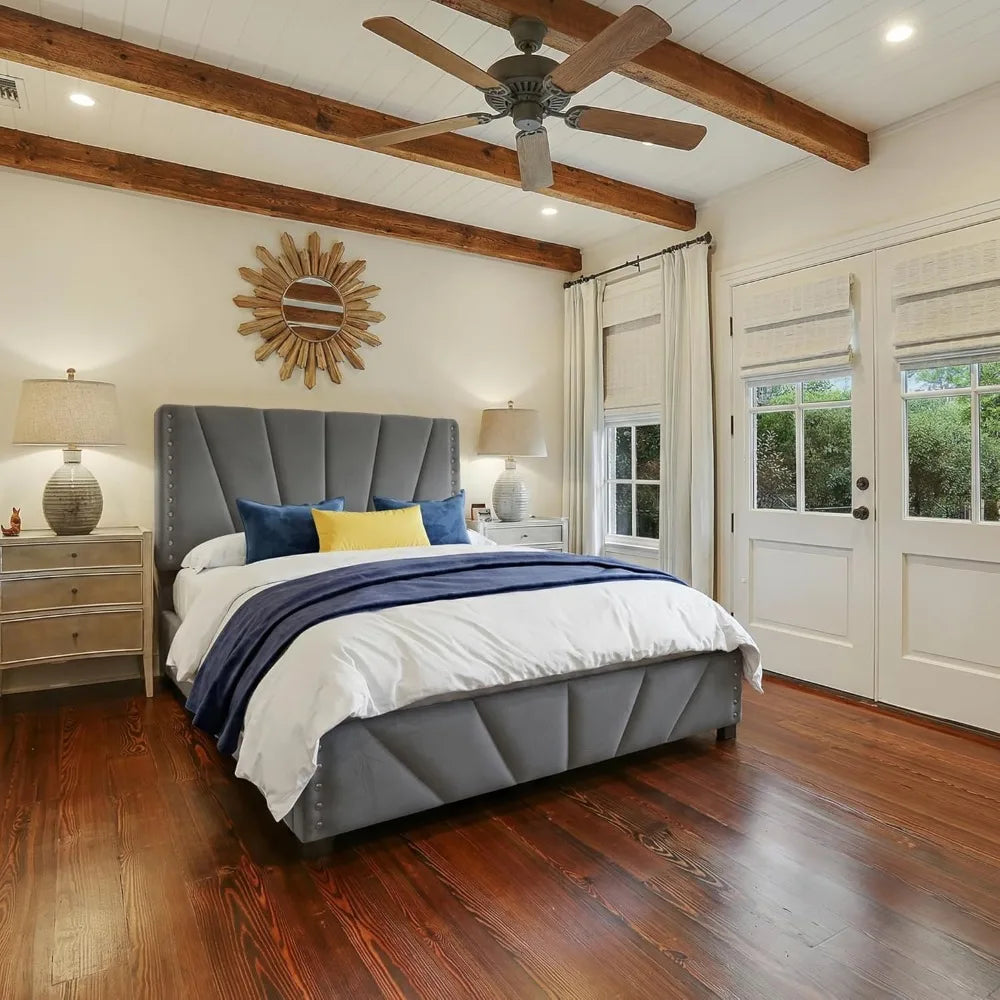 Queen Bed Frame With Headboard USB Charging LED Lights