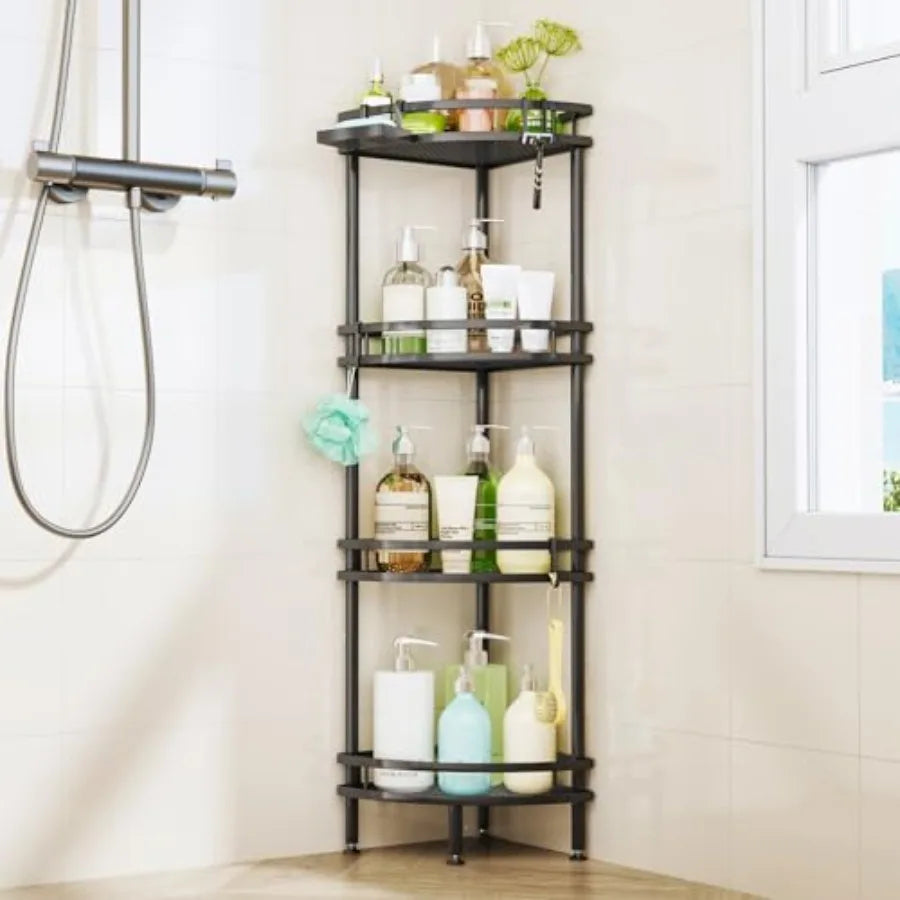Standing Corner Shower Caddy Organizer with Soap Holder and Hooks