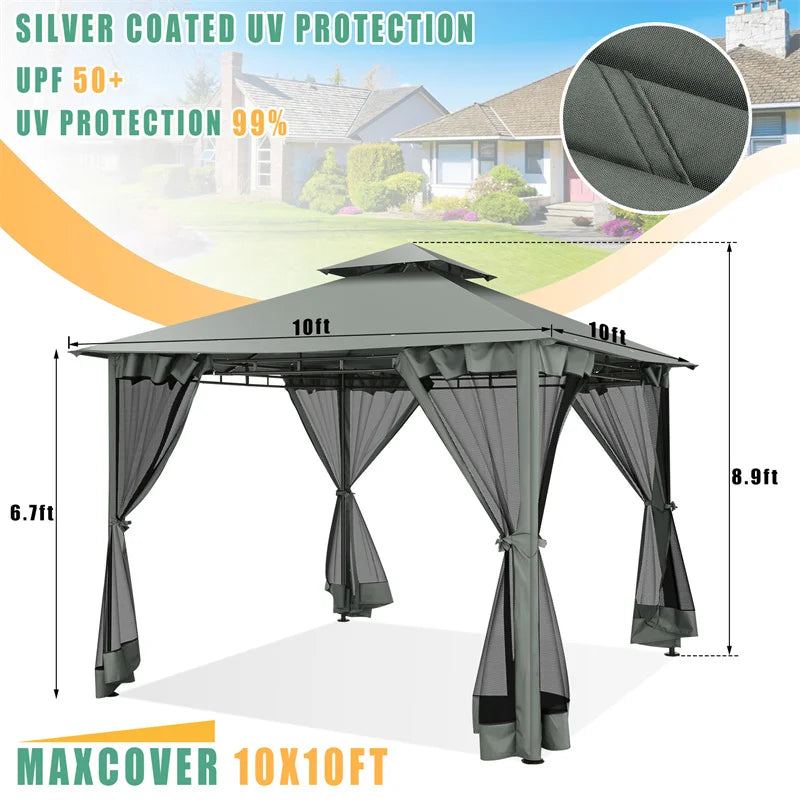 Tooluck Gazebo With Steel Frame And Cold-Proof Curtains