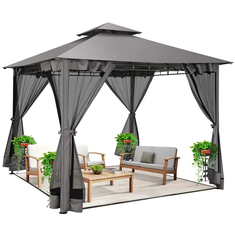 Tooluck Gazebo With Steel Frame And Cold-Proof Curtains