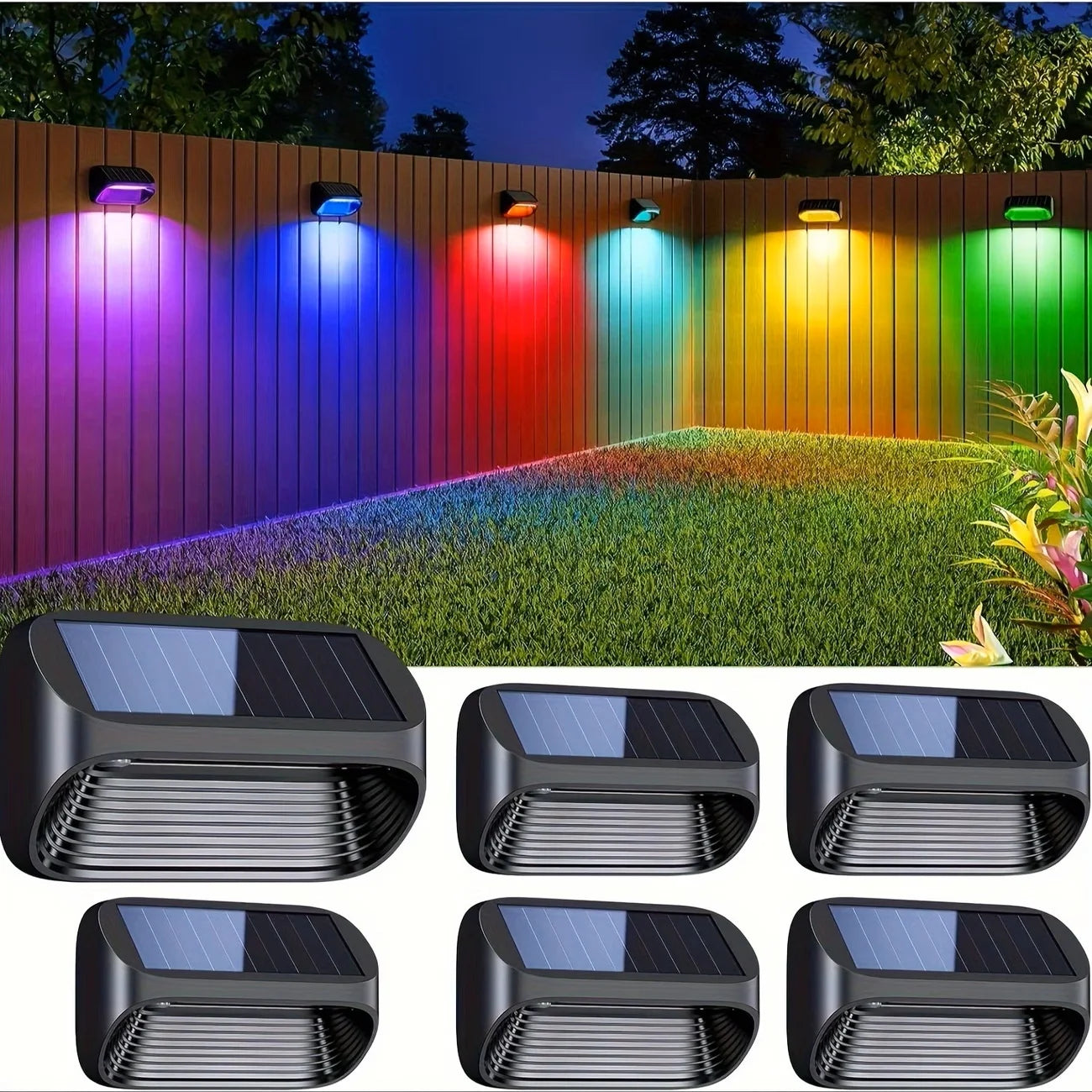 Solar Outdoor Wall Fence Light With Warm White Rgb Led