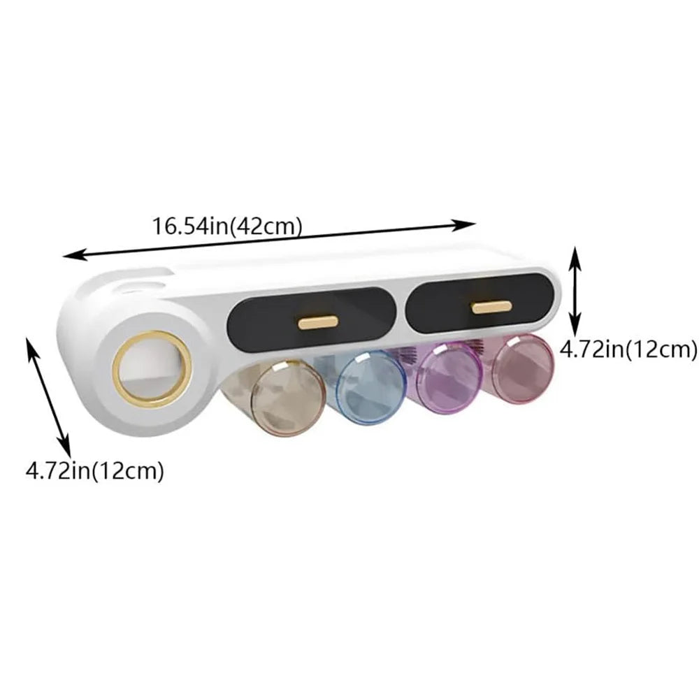 Toothbrush Holder With Automatic Toothpaste Dispenser And Drawer Storage