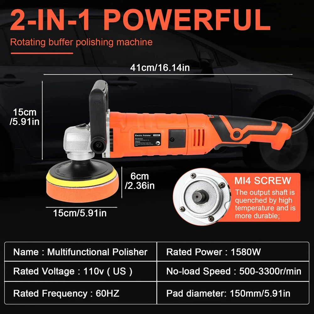 Rotary Car Polisher Buffer With Variable Speed For Auto Detailing