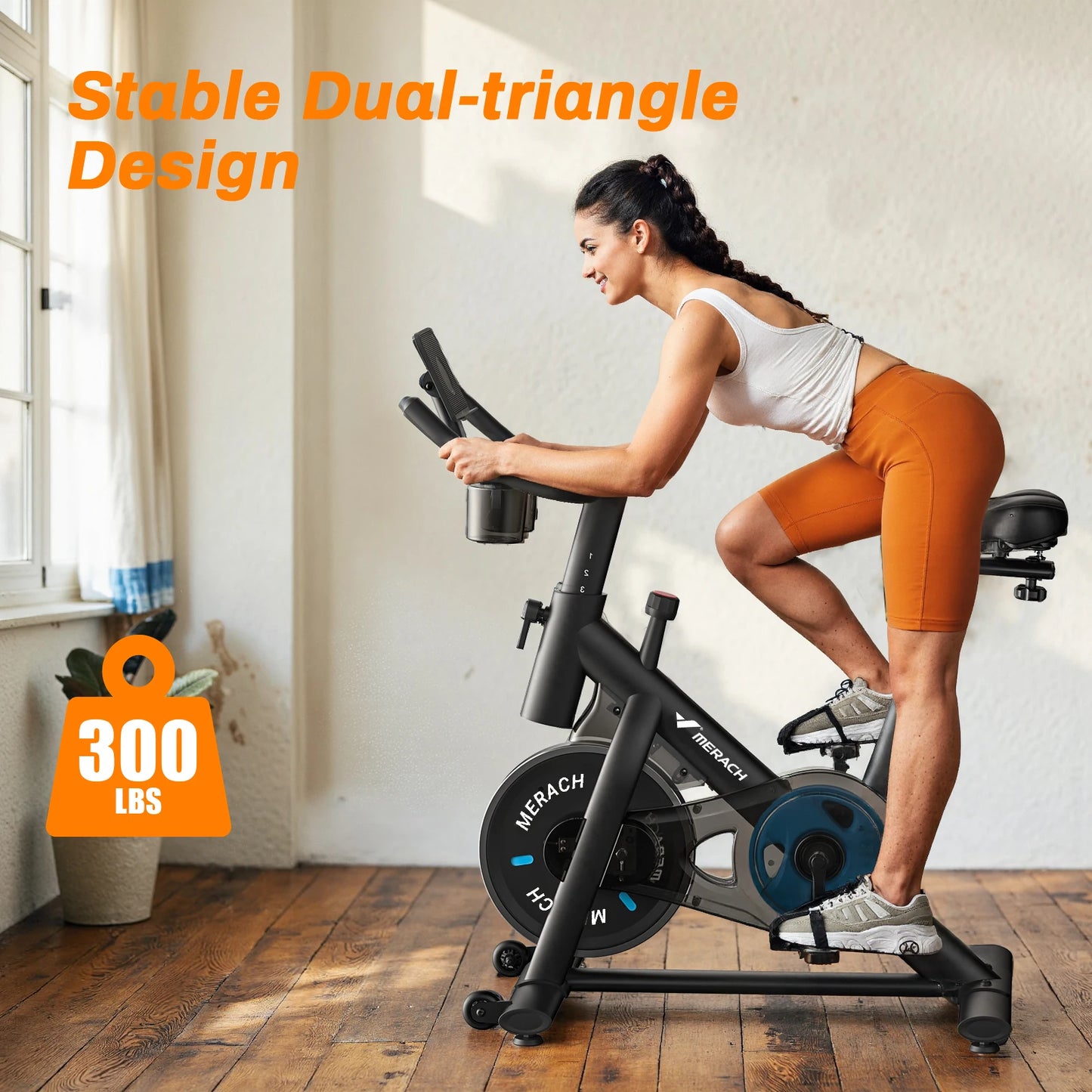MERACH Exercise Bike Low Noise Indoor Cycling With Tablet Mount