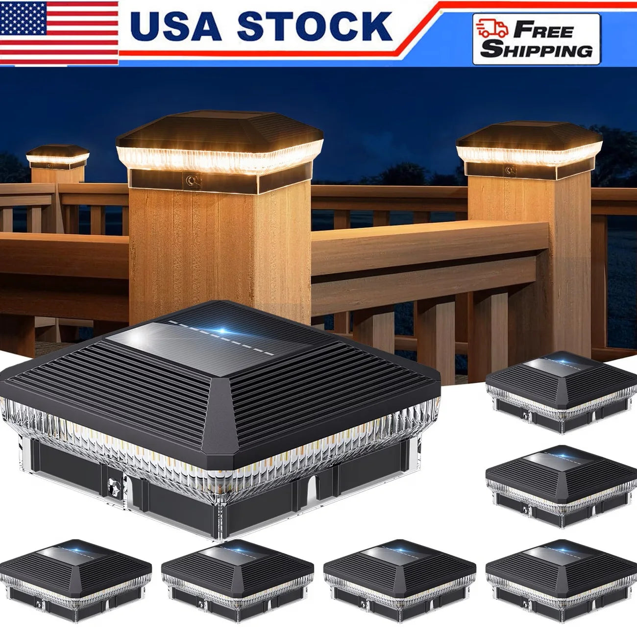 Automatic Solar Post Lights For Outdoor Fence Lighting