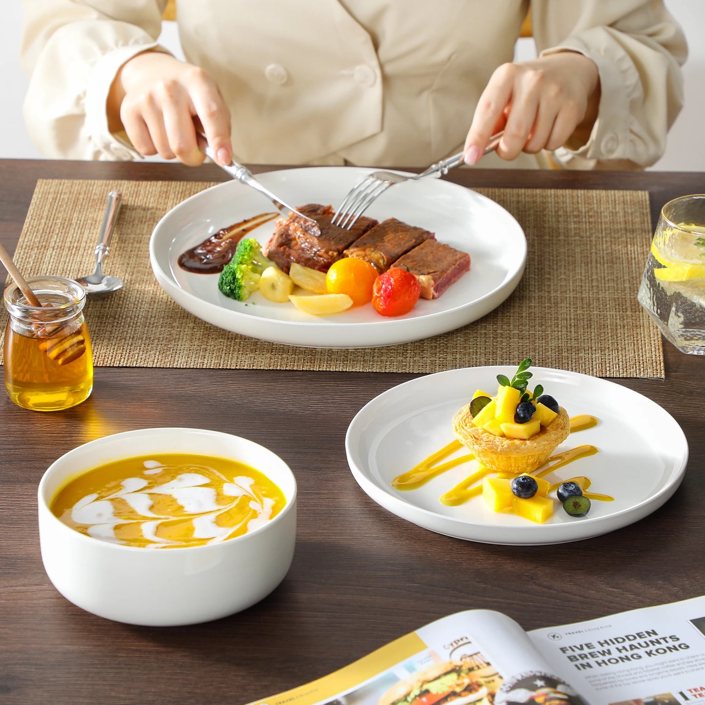 MALACASA Luna Ceramic Dinnerware Set Service For 6
