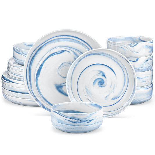 MALACASA Luna Ceramic Dinnerware Set Service For 6