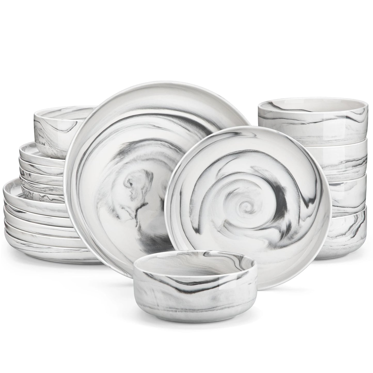 MALACASA Luna Ceramic Dinnerware Set Service For 6