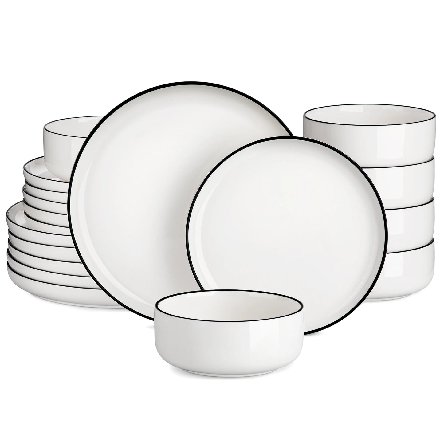MALACASA Luna Ceramic Dinnerware Set Service For 6