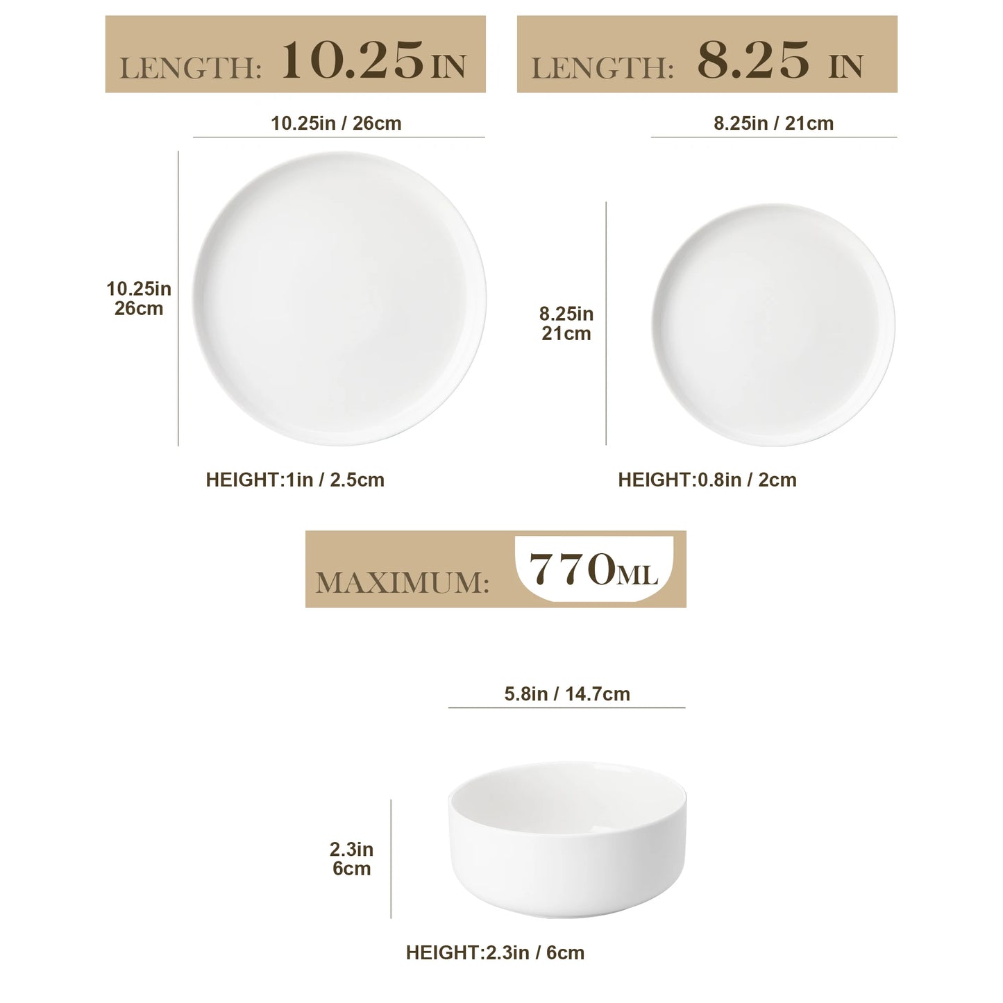 MALACASA Luna Ceramic Dinnerware Set Service For 6