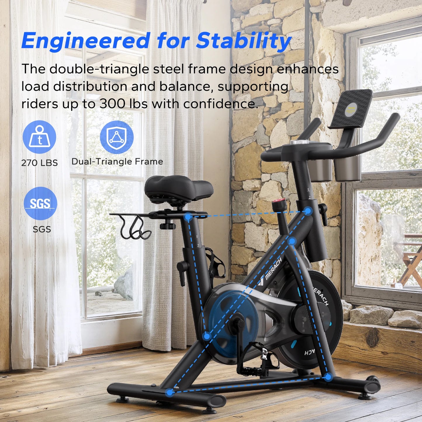 MERACH Magnetic Indoor Exercise Bike With Brake Pad And Exclusive App