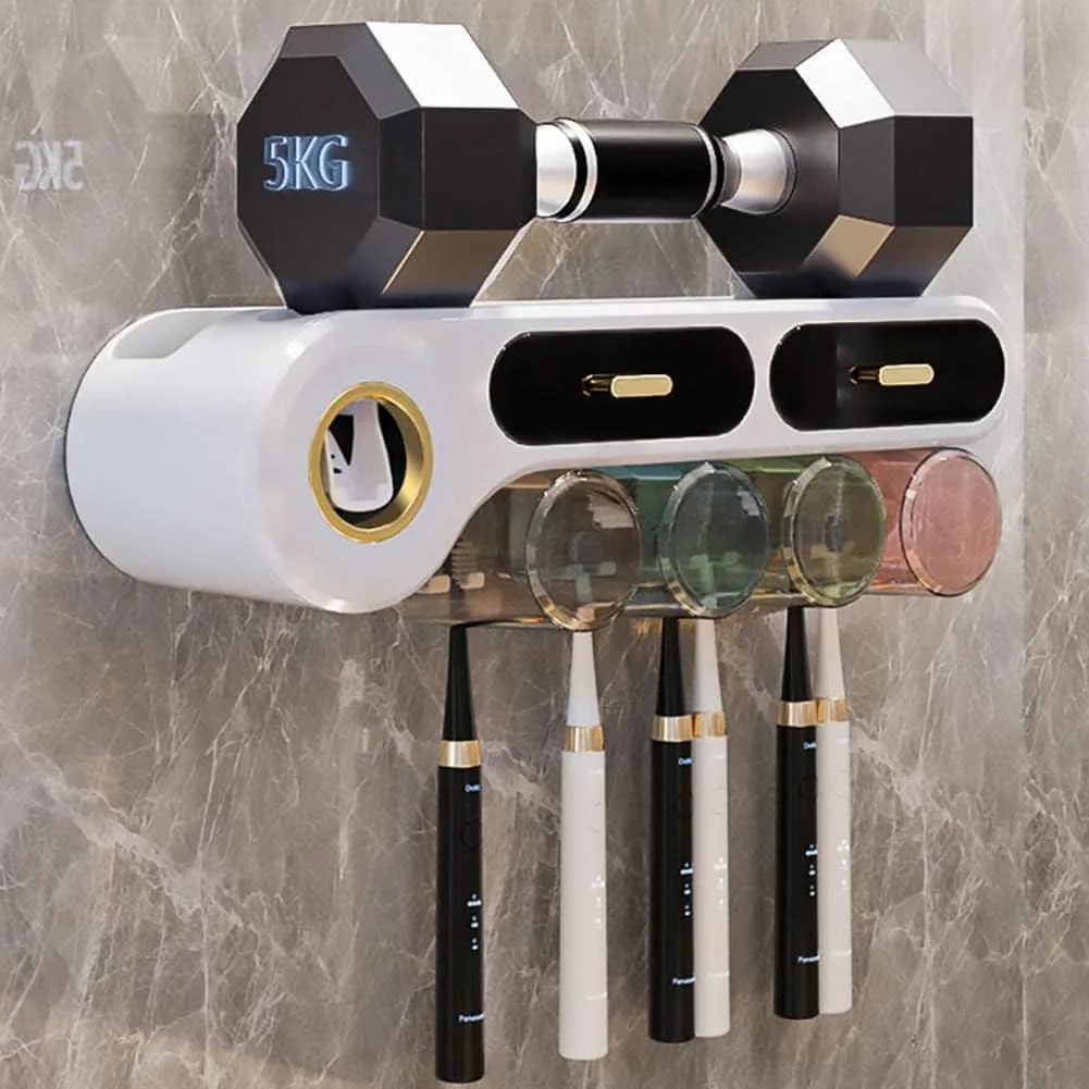Toothbrush Holder With Automatic Toothpaste Dispenser And Drawer Storage