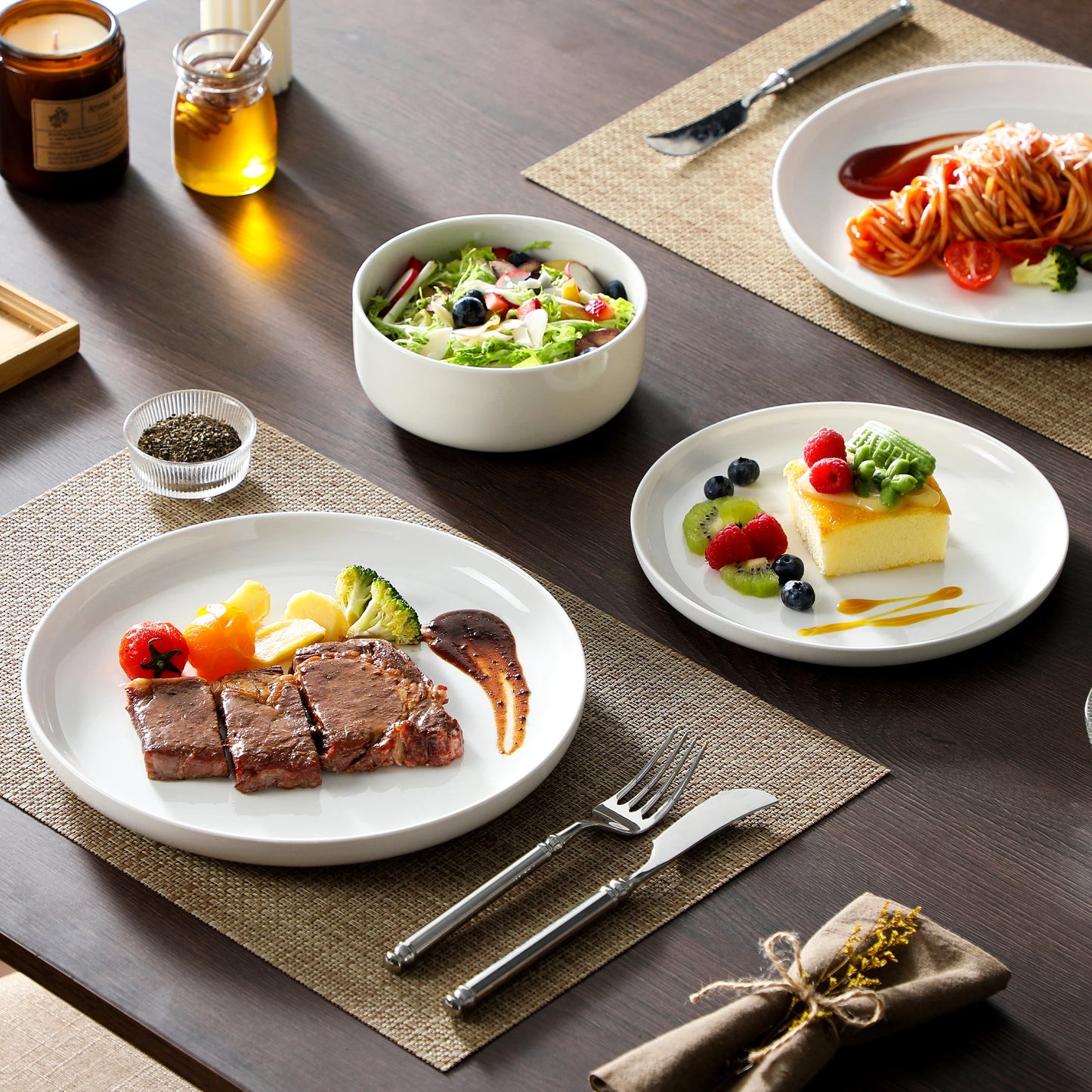 MALACASA Luna Ceramic Dinnerware Set Service For 6