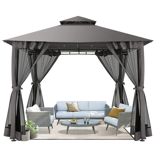 Tooluck Gazebo With Steel Frame And Cold-Proof Curtains