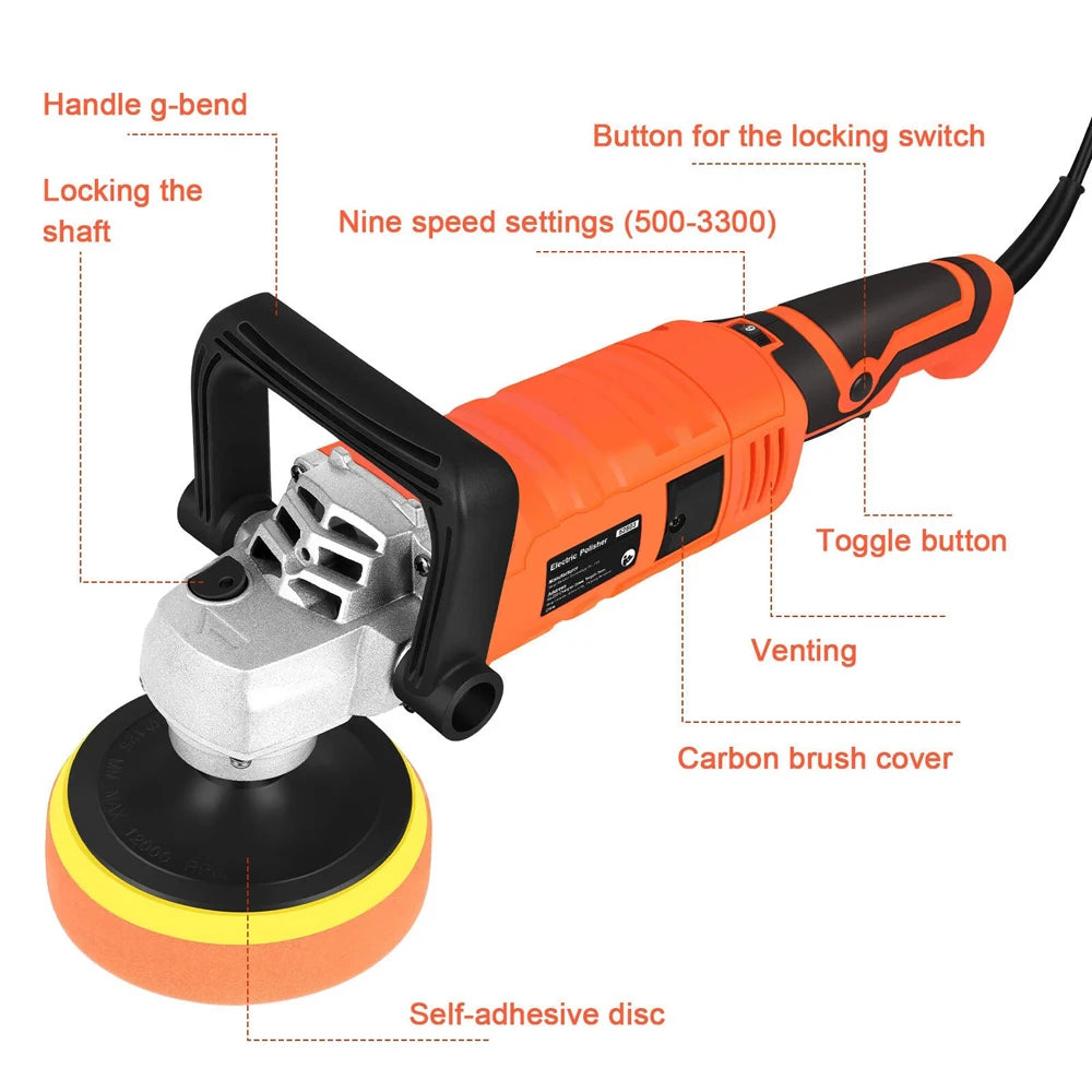 Rotary Car Polisher Buffer With Variable Speed For Auto Detailing