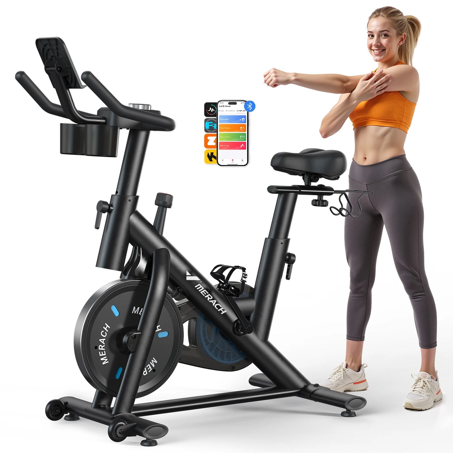 MERACH Magnetic Indoor Exercise Bike With Brake Pad And Exclusive App