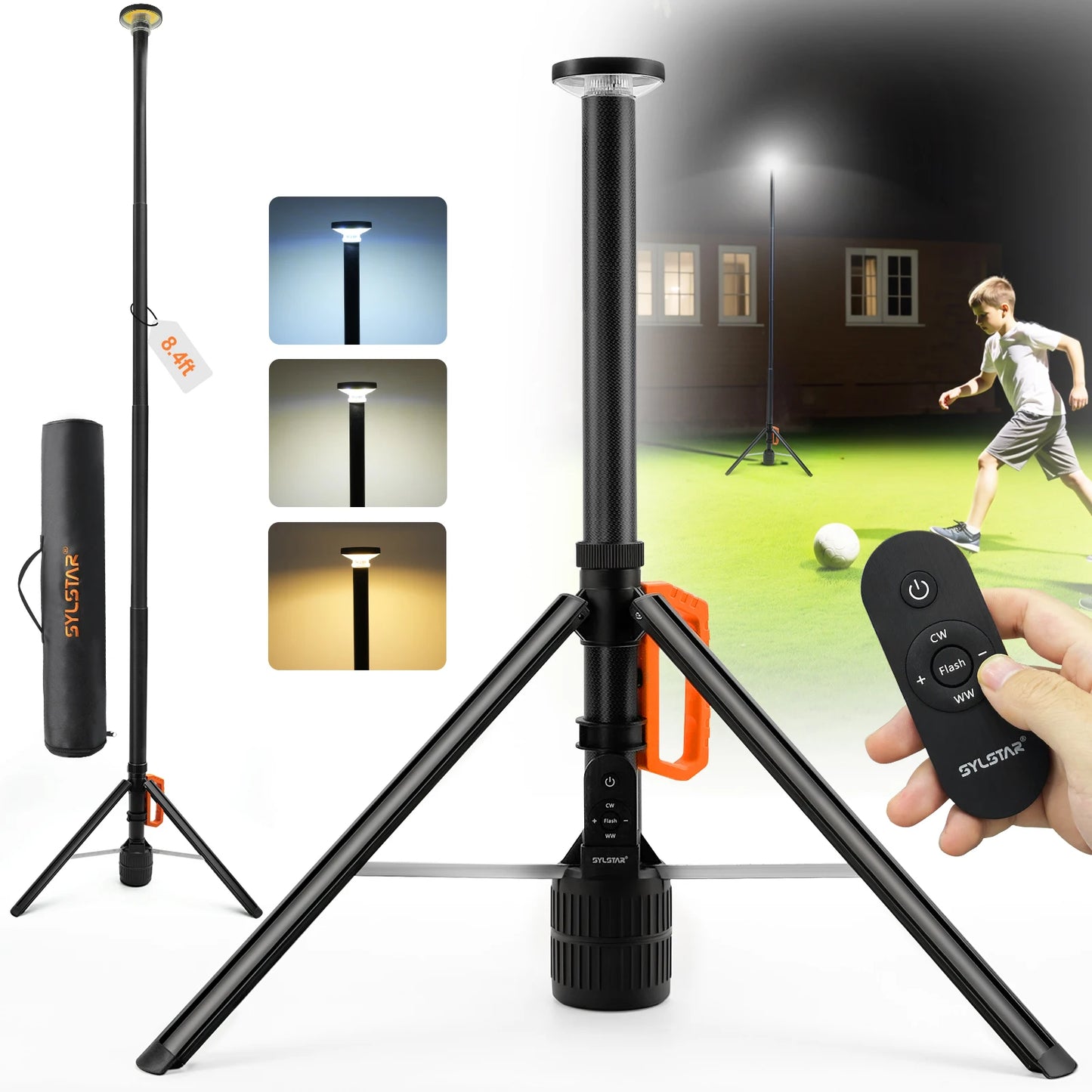 Rechargeable Remote Control Telescopic Work Light With Adjustable Lighting