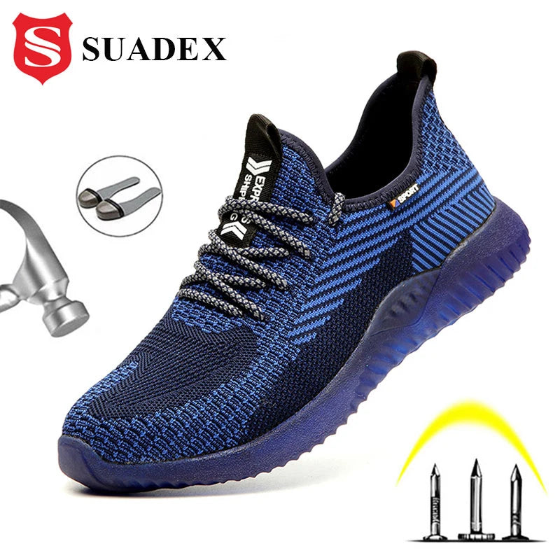 SUADEX Men Steel Toe Safety Work Shoes Lightweight Comfortable Antislip