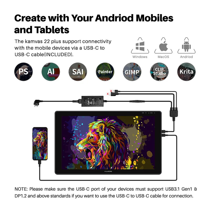 Huion Kamvas 22 Graphic Tablet Monitor With 120 Percent sRGB
