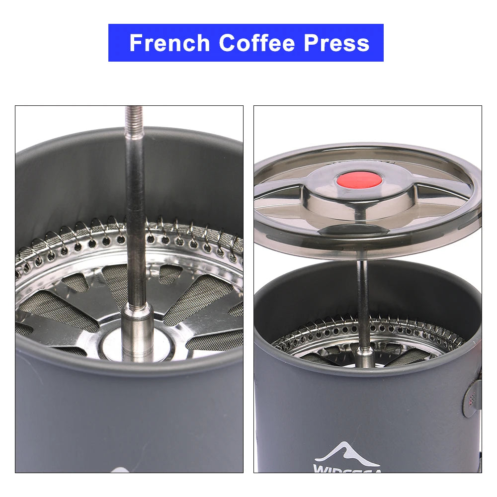 Widesea Aluminum Camping Coffee Pot French Press Outdoor Mug