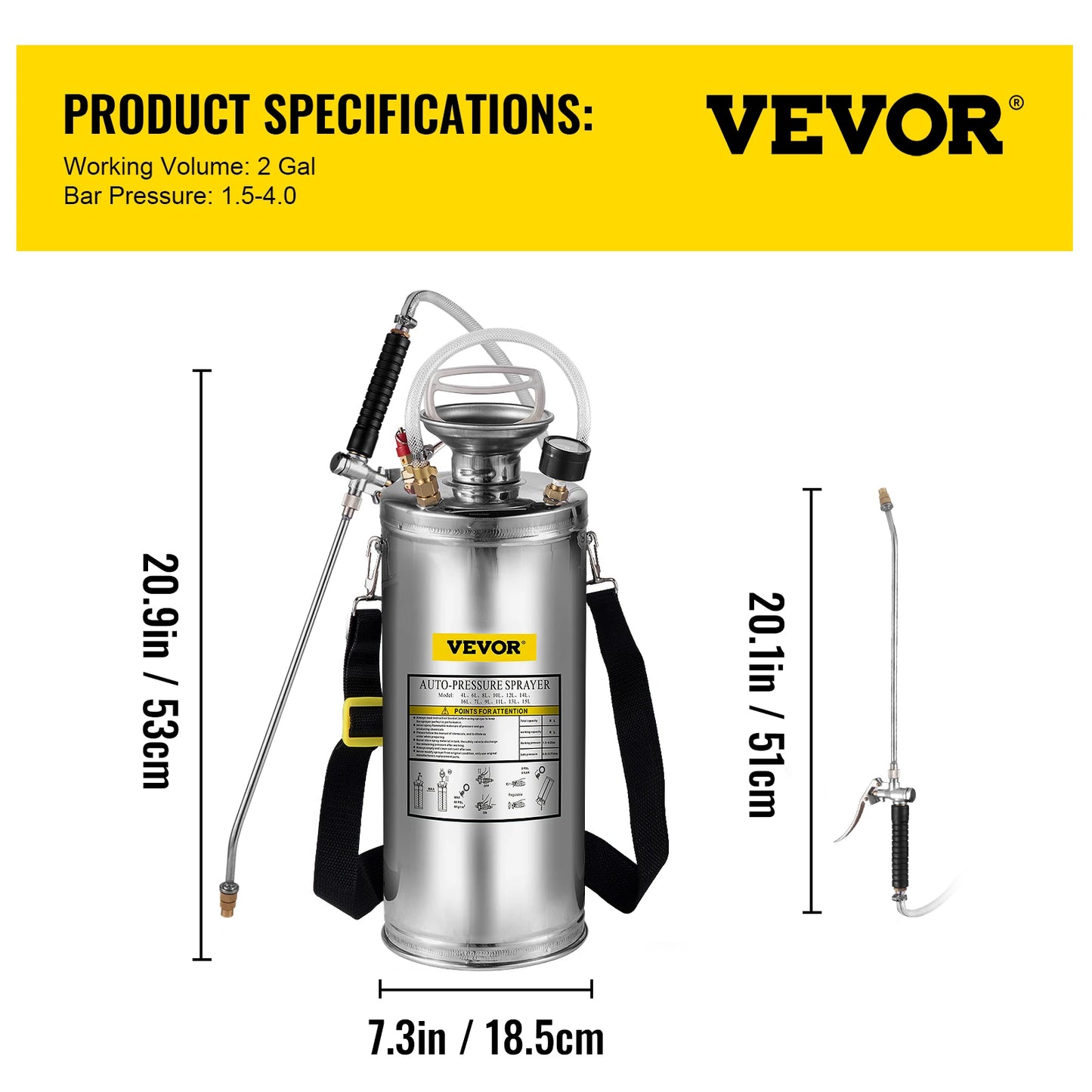 SucceBuy Hand Powered Stainless Steel Garden Sprayer