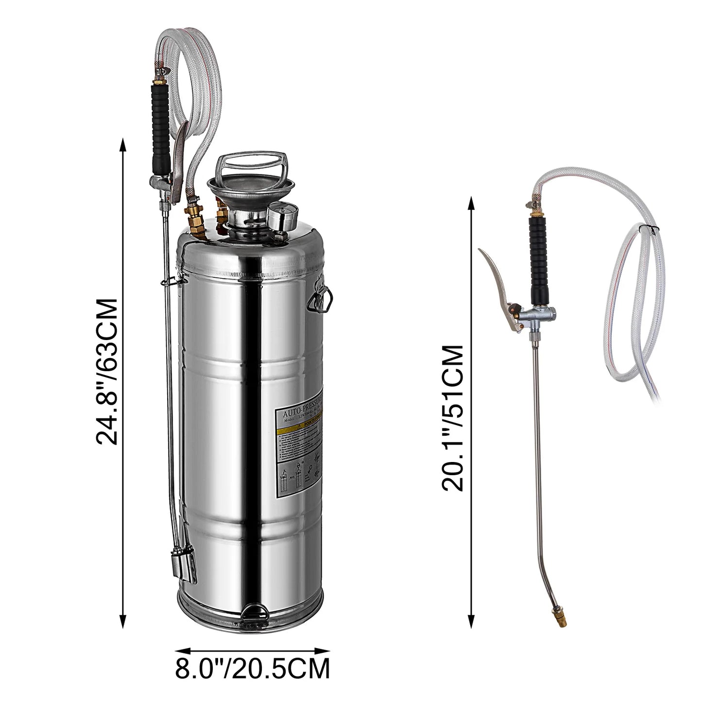 SucceBuy Hand Powered Stainless Steel Garden Sprayer