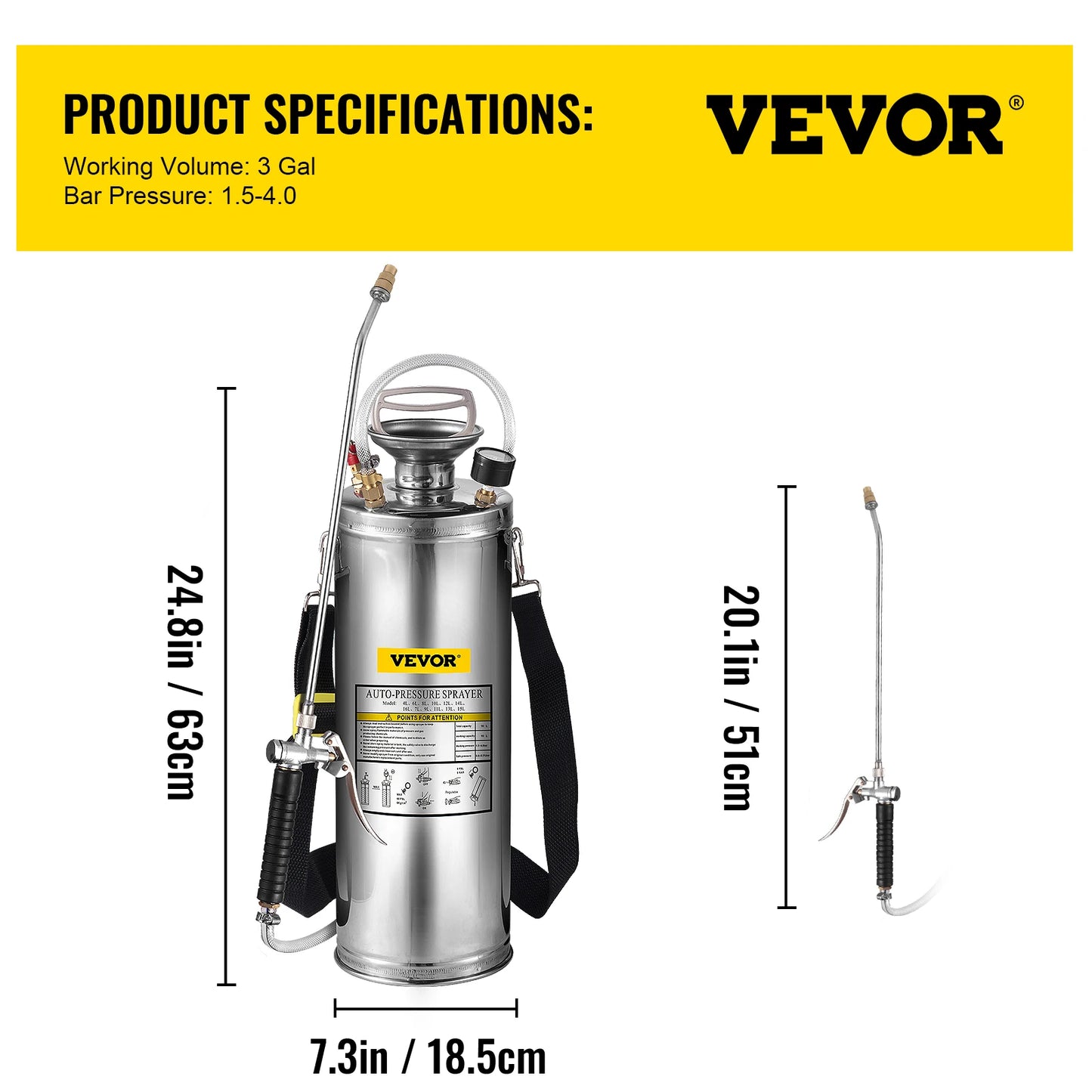 SucceBuy Hand Powered Stainless Steel Garden Sprayer