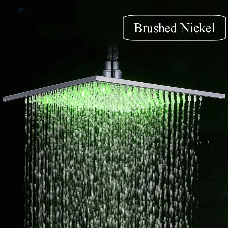 Rozin Rainfall Shower Head with LED Square Brass Wall Mounted