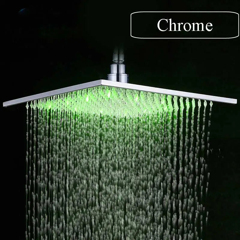 Rozin Rainfall Shower Head with LED Square Brass Wall Mounted