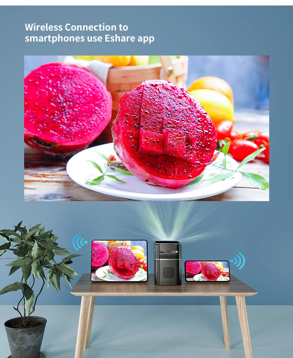 WZATCO A8 DLP Portable Projector Android 9.0 5G WiFi 1080P